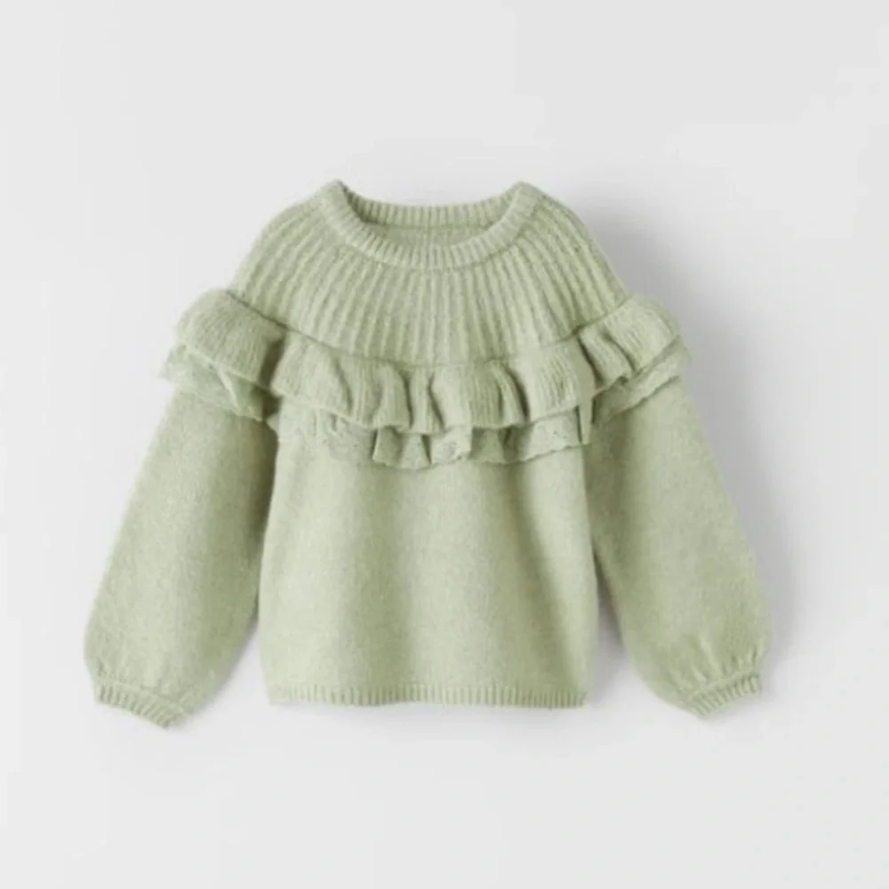 Zara Ruffle Collar Sweater in Green size 2-3 years
